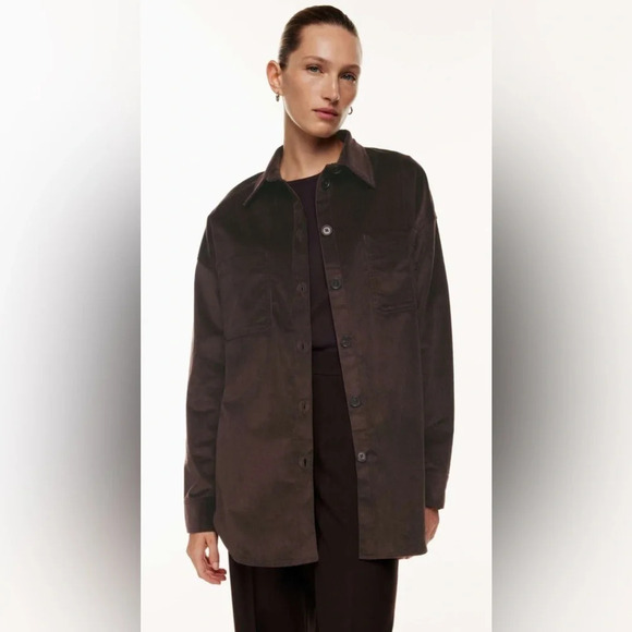 Aritzia The Group by Babaton Graydon Shirt Brown Corduroy Button Up Size S READ - Picture 3 of 11